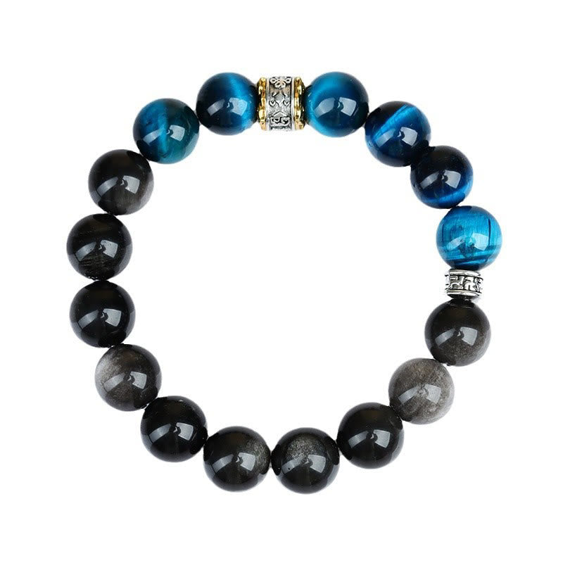 KarmaRipple's Blue Tiger Eye Silver Sheen Obsidian Strength Bracelet p11