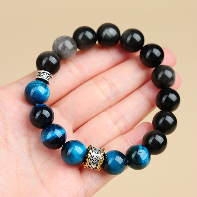 KarmaRipple's Blue Tiger Eye Silver Sheen Obsidian Strength Bracelet p8
