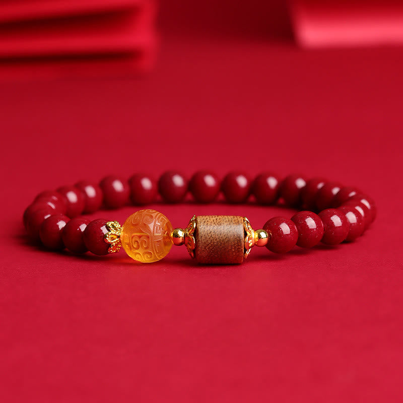 KarmaRipple's Cinnabar Amber Agarwood Blessing Bracelet p1