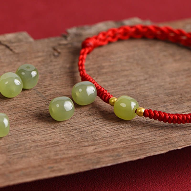 KarmaRipple's Authentic Hetian Jade 999 Gold Beadwork Protection Fortune Woven Bracelet Anklet p15