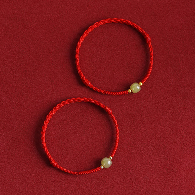 KarmaRipple's Authentic Hetian Jade 999 Gold Beadwork Protection Fortune Woven Bracelet Anklet p13