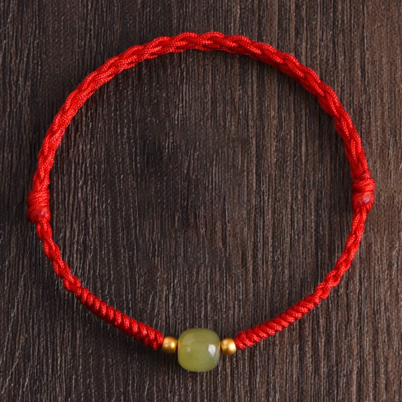 KarmaRipple's Authentic Hetian Jade 999 Gold Beadwork Protection Fortune Woven Bracelet Anklet p16