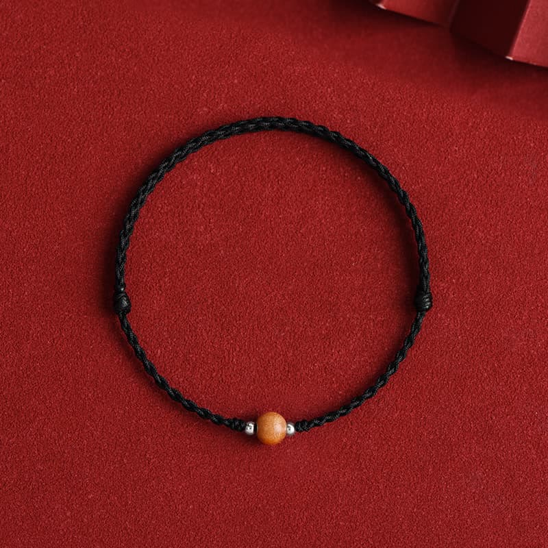 KarmaRipple's Authentic Peach Wood Bead Fortune Woven Bracelet Anklet p7