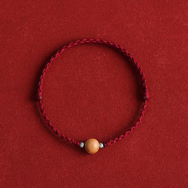KarmaRipple's Authentic Peach Wood Bead Fortune Woven Bracelet Anklet p23