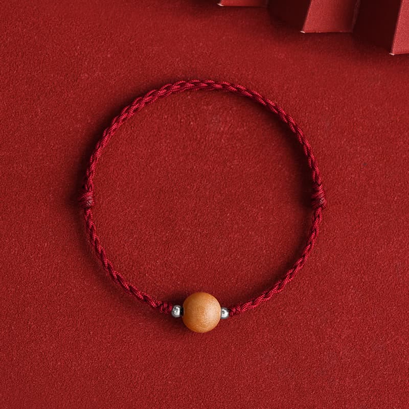 KarmaRipple's Authentic Peach Wood Bead Fortune Woven Bracelet Anklet p26