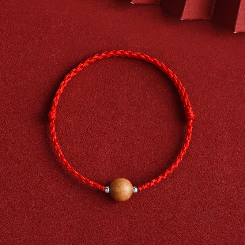 KarmaRipple's Authentic Peach Wood Bead Fortune Woven Bracelet Anklet p32