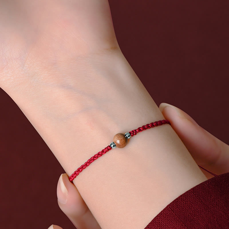 KarmaRipple's Authentic Peach Wood Bead Fortune Woven Bracelet Anklet p16