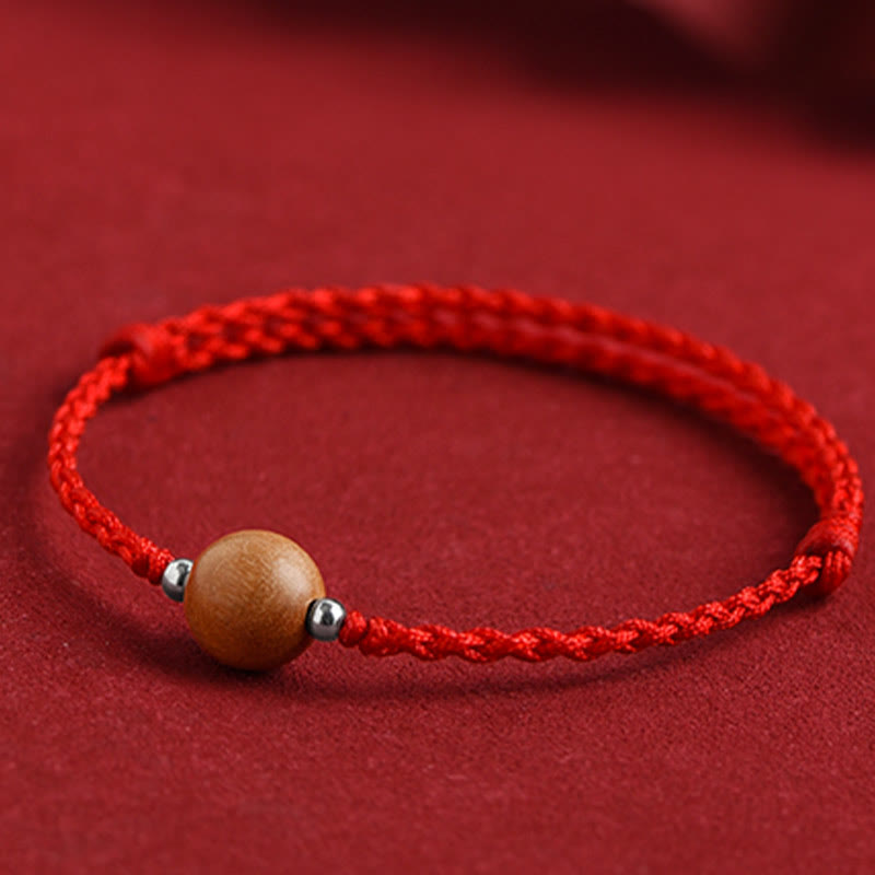 KarmaRipple's Authentic Peach Wood Bead Fortune Woven Bracelet Anklet p17