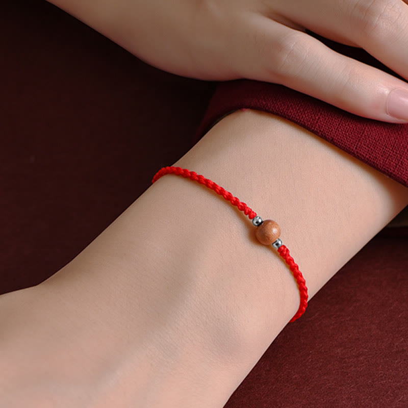 KarmaRipple's Authentic Peach Wood Bead Fortune Woven Bracelet Anklet p19