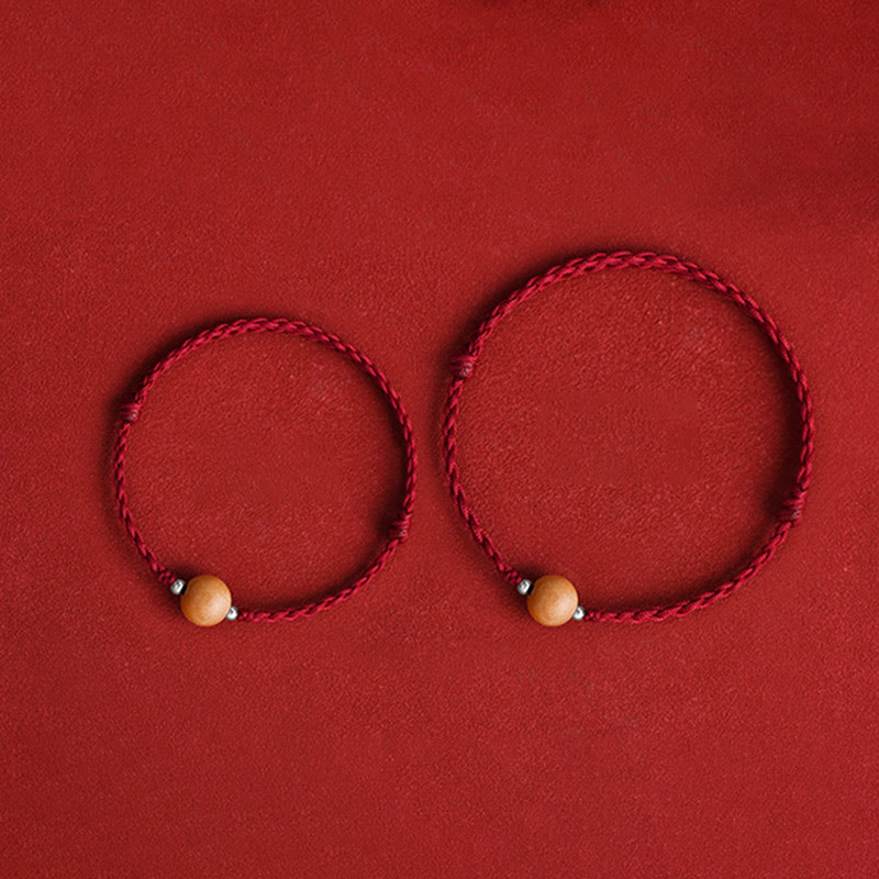 KarmaRipple's Authentic Peach Wood Bead Fortune Woven Bracelet Anklet p10