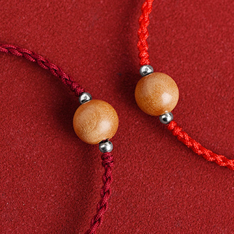 KarmaRipple's Authentic Peach Wood Bead Fortune Woven Bracelet Anklet p11