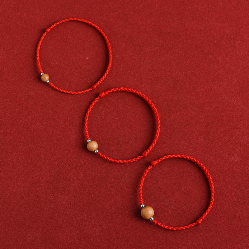 KarmaRipple's Authentic Peach Wood Bead Fortune Woven Bracelet Anklet p15