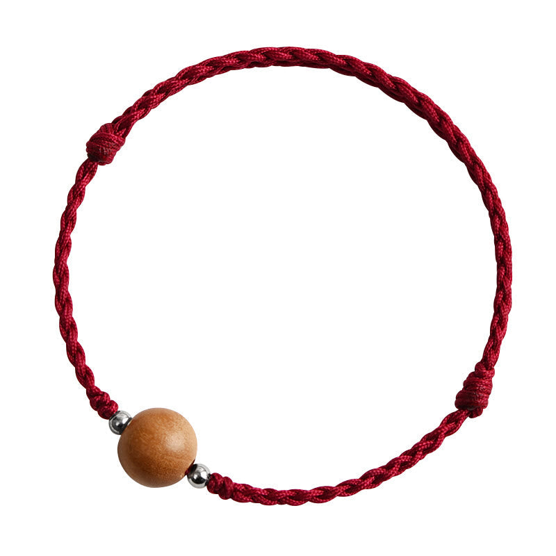 KarmaRipple's Authentic Peach Wood Bead Fortune Woven Bracelet Anklet p20