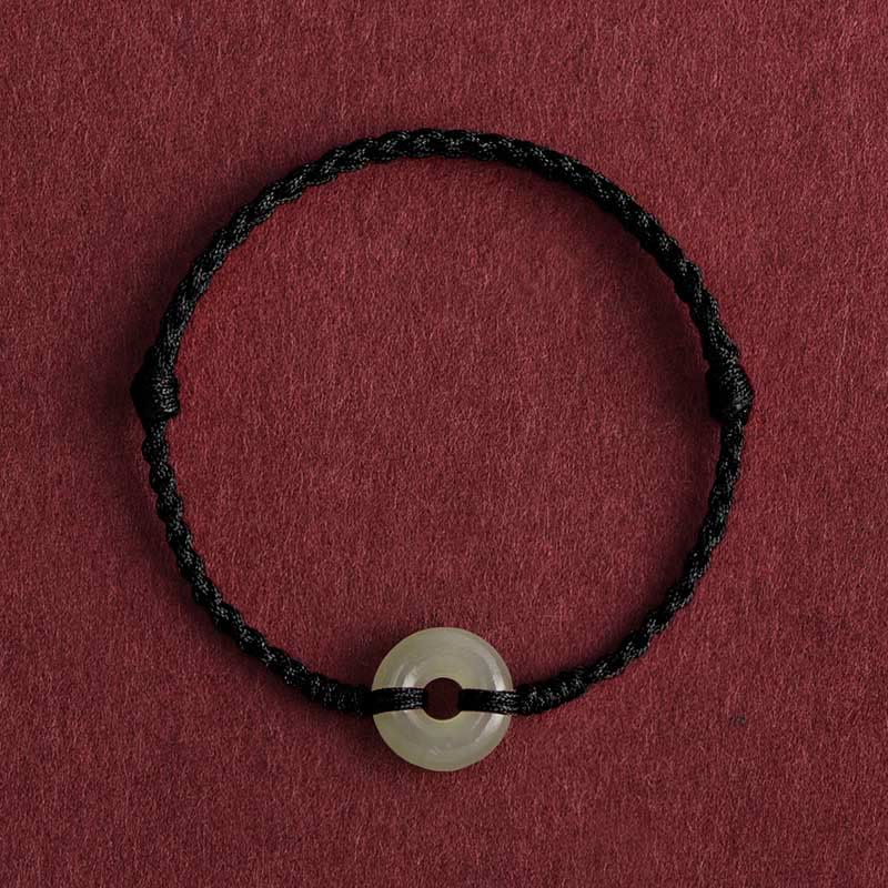 KarmaRipple's Authentic Hetian Jade Peace Buckle Protection Fortune Woven Bracelet Anklet p20