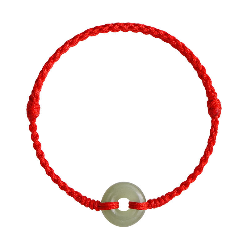 KarmaRipple's Authentic Hetian Jade Peace Buckle Protection Fortune Woven Bracelet Anklet p13