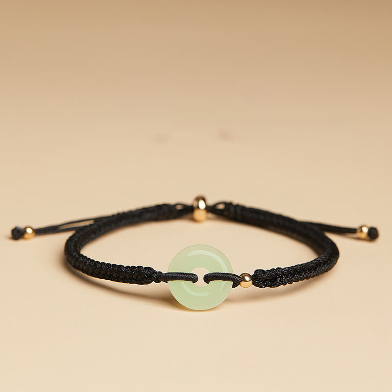KarmaRipple's Authentic Hetian Jade Peace Buckle Fu Character Protection Fortune Woven Bracelet p30