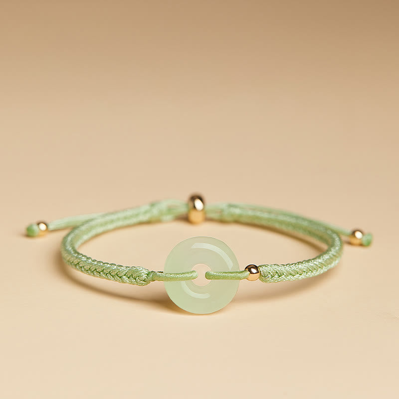 KarmaRipple's Authentic Hetian Jade Peace Buckle Fu Character Protection Fortune Woven Bracelet p4
