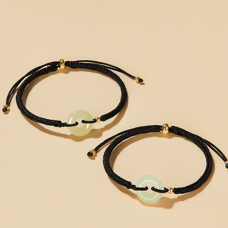 KarmaRipple's Authentic Hetian Jade Peace Buckle Fu Character Protection Fortune Woven Bracelet p19