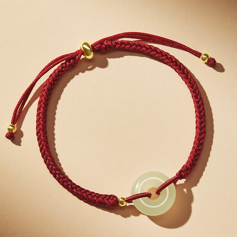 KarmaRipple's Authentic Hetian Jade Peace Buckle Fu Character Protection Fortune Woven Bracelet p10