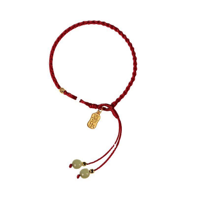 KarmaRipple's Authentic Hetian Jade Peace Buckle Red String Fortune Woven Bracelet p5