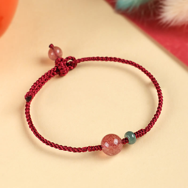 KarmaRipple's Authentic Strawberry Quartz Jade Ivory Agate Red String Positive Bracelet p5