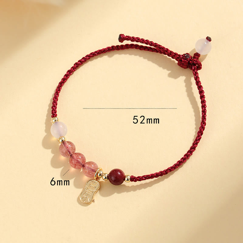 KarmaRipple's Authentic Strawberry Quartz Jade Ivory Agate Red String Positive Bracelet p12