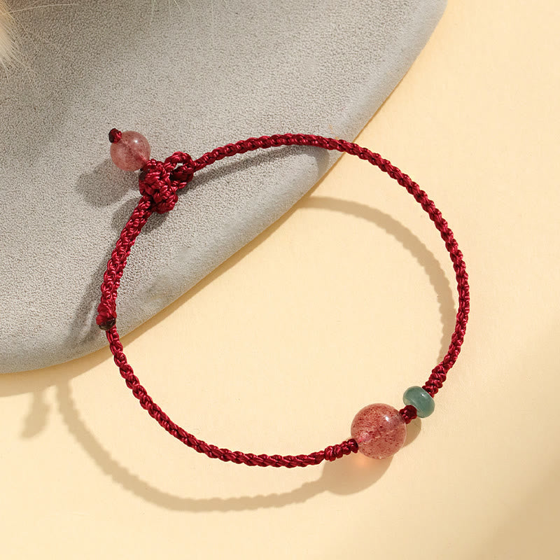 KarmaRipple's Authentic Strawberry Quartz Jade Ivory Agate Red String Positive Bracelet p4