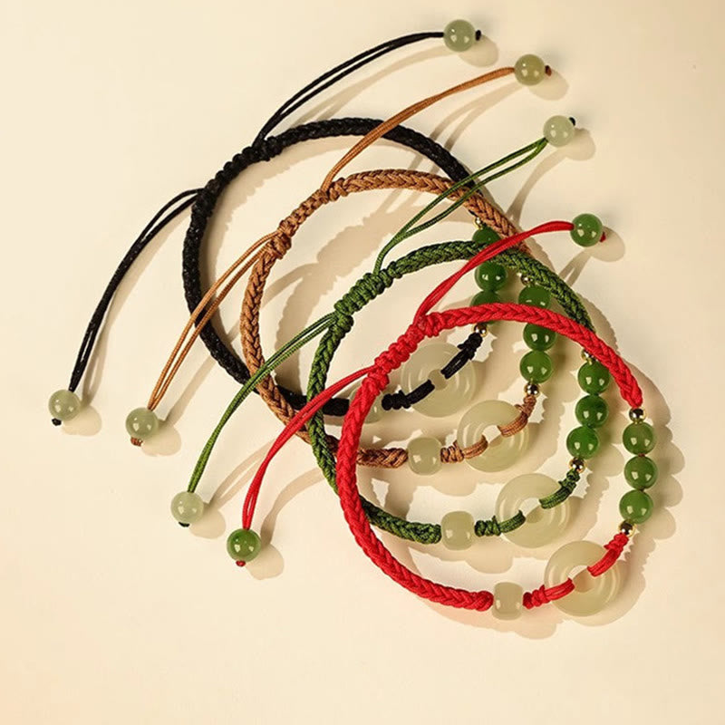KarmaRipple's Authentic Hetian Jade Peace Buckle Red String Protection Fortune Bracelet p12
