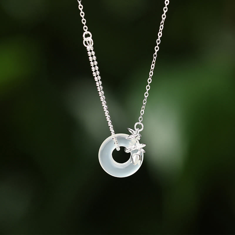 KarmaRipple's 925 Sterling Silver Tulip Chalcedony Peace Buckle Fortune Pendant Necklace p1