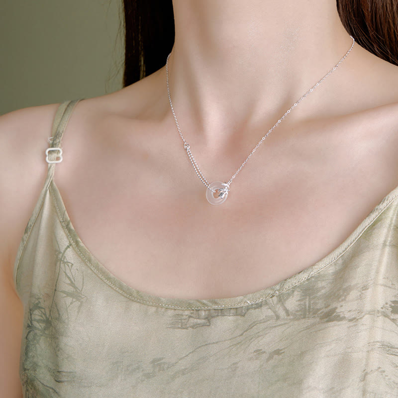 KarmaRipple's 925 Sterling Silver Tulip Chalcedony Peace Buckle Fortune Pendant Necklace p5