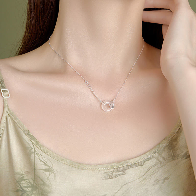 KarmaRipple's 925 Sterling Silver Tulip Chalcedony Peace Buckle Fortune Pendant Necklace p9
