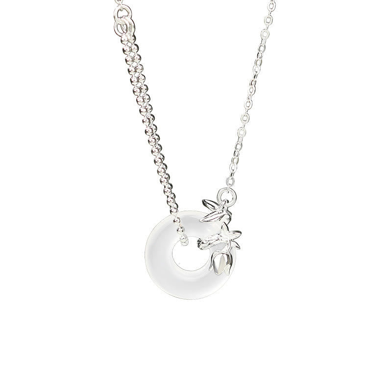 KarmaRipple's 925 Sterling Silver Tulip Chalcedony Peace Buckle Fortune Pendant Necklace p2