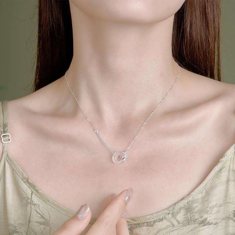 KarmaRipple's 925 Sterling Silver Tulip Chalcedony Peace Buckle Fortune Pendant Necklace p10