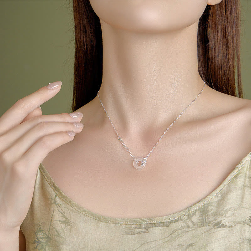 KarmaRipple's 925 Sterling Silver Tulip Chalcedony Peace Buckle Fortune Pendant Necklace p4