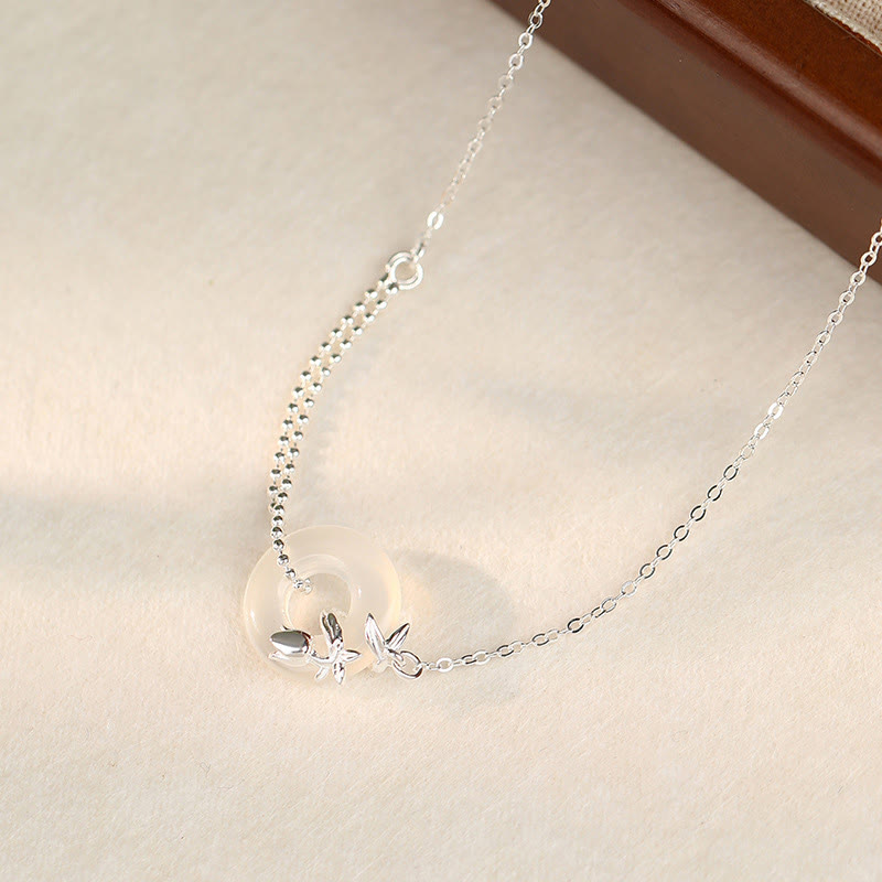 KarmaRipple's 925 Sterling Silver Tulip Chalcedony Peace Buckle Fortune Pendant Necklace p3