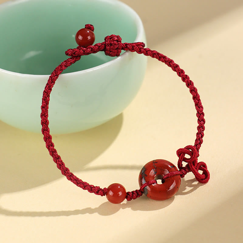 KarmaRipple's Red Jasper Rose Quartz Various Authentic Rocks Peace Buckle Weave Positive Fortune Bracelet p7