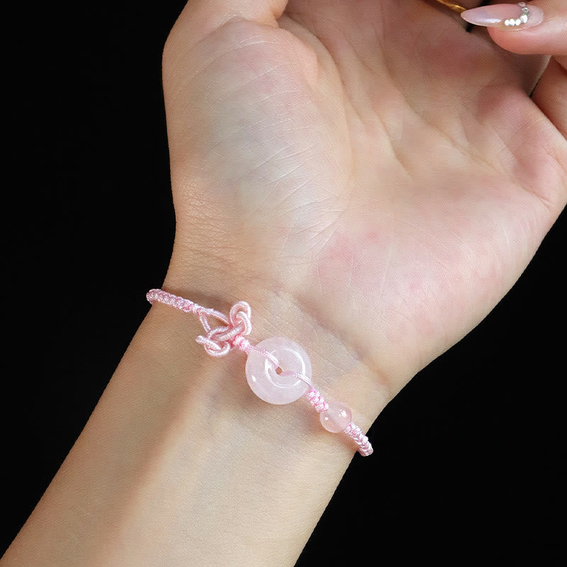 KarmaRipple's Red Jasper Rose Quartz Various Authentic Rocks Peace Buckle Weave Positive Fortune Bracelet p15