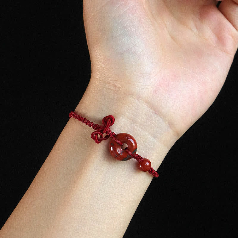 KarmaRipple's Red Jasper Rose Quartz Various Authentic Rocks Peace Buckle Weave Positive Fortune Bracelet p9