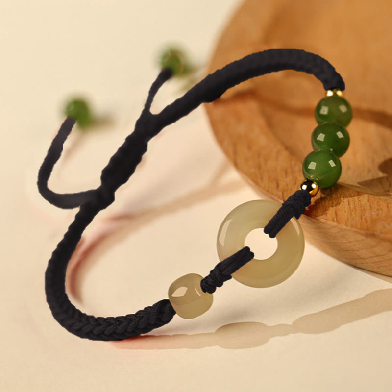 KarmaRipple's Authentic Hetian Jade Peace Buckle Red String Protection Fortune Bracelet p14