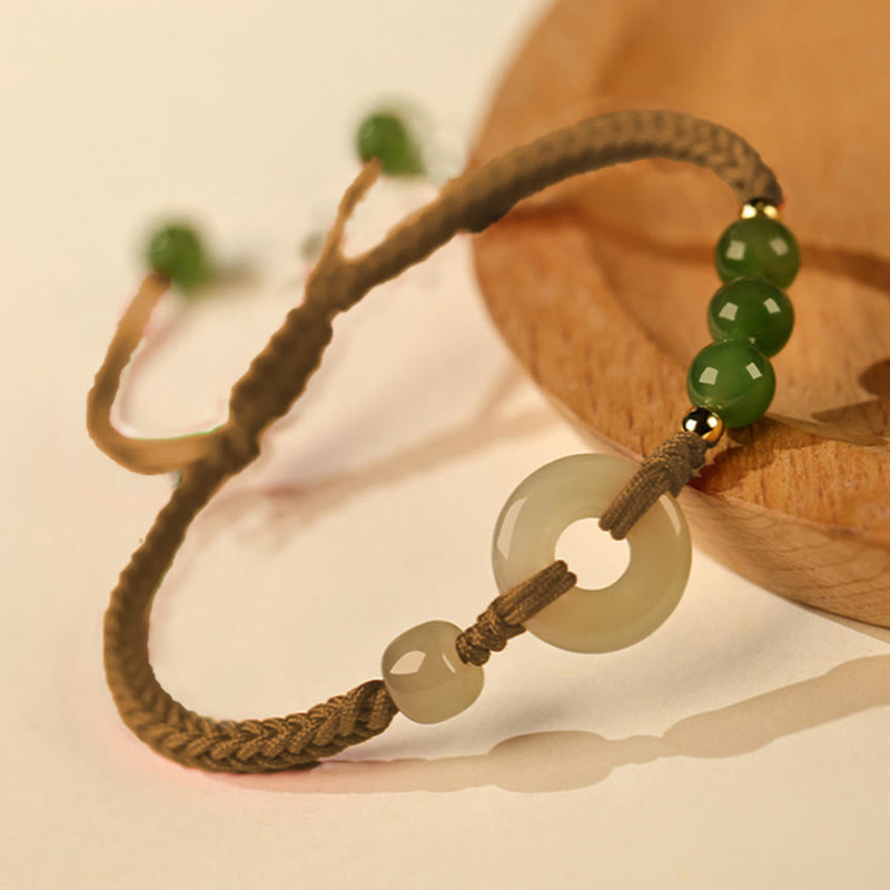 KarmaRipple's Authentic Hetian Jade Peace Buckle Red String Protection Fortune Bracelet p4