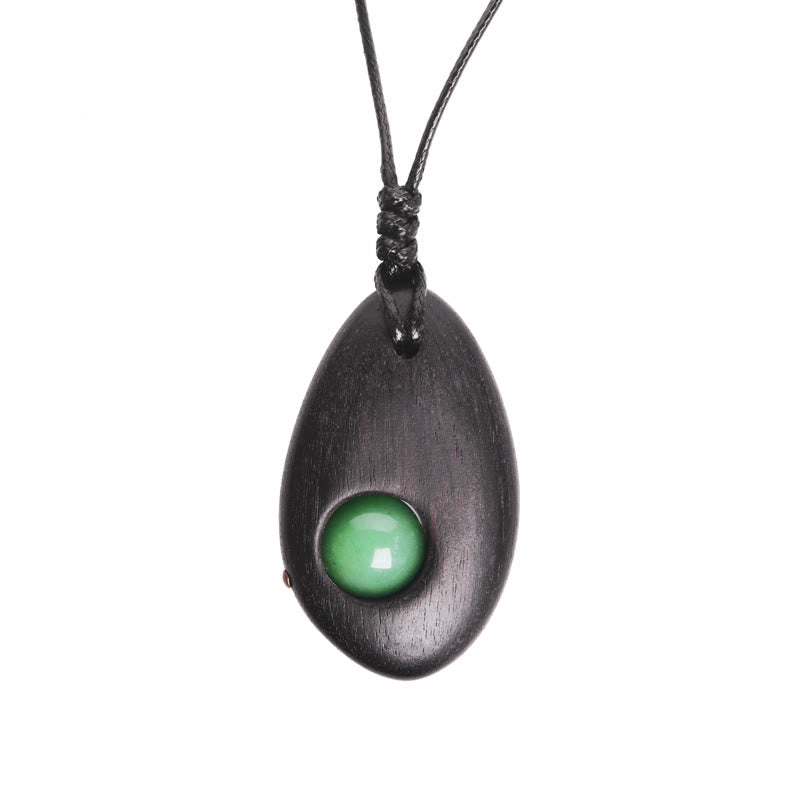 KarmaRipple's Ebony Wood Green Aventurine Peace Calm Pendant Necklace p9