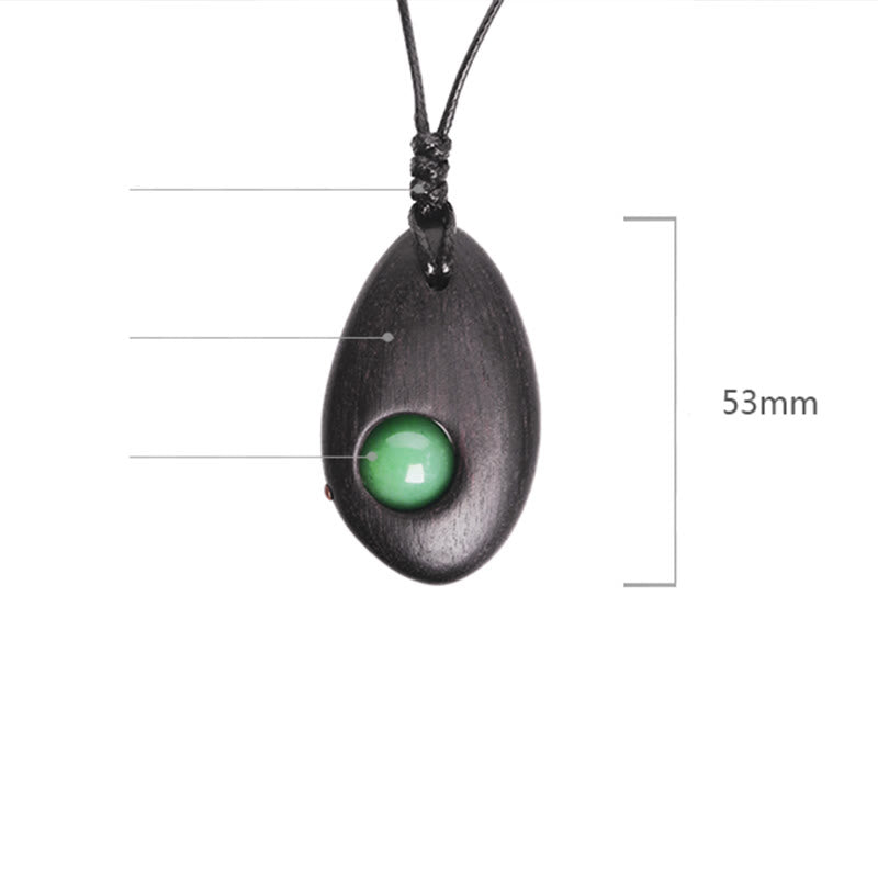 KarmaRipple's Ebony Wood Green Aventurine Peace Calm Pendant Necklace p6
