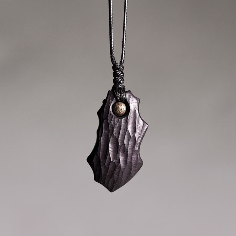 KarmaRipple's Ebony Wood Irregular Shape Bronze Bead Peace Calm Pendant Necklace p1
