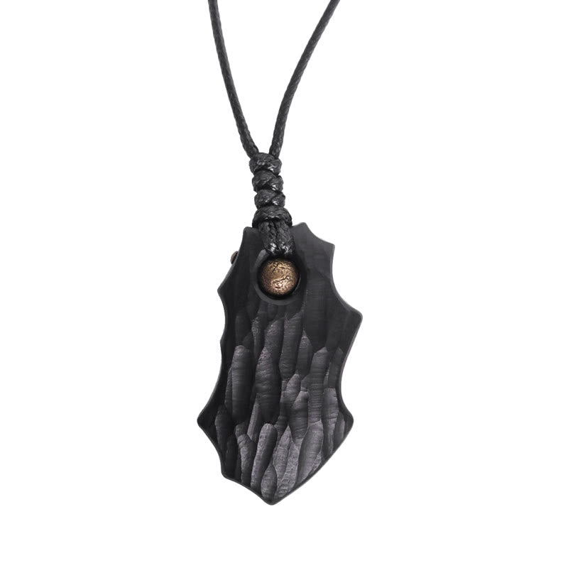 KarmaRipple's Ebony Wood Irregular Shape Bronze Bead Peace Calm Pendant Necklace p8