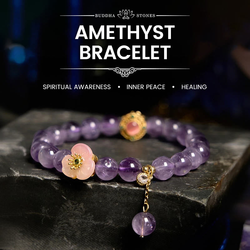 KarmaRipple's Amethyst Peach Blossom Fortune Meditation Bracelet p1