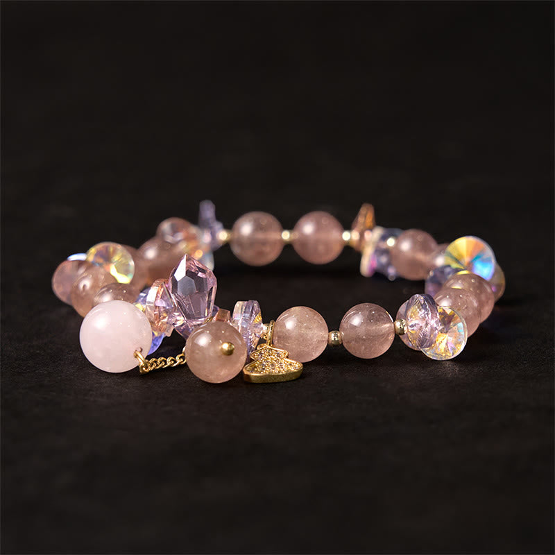 KarmaRipple's Strawberry Quartz Gemstone Gourd Positive Bracelet p8