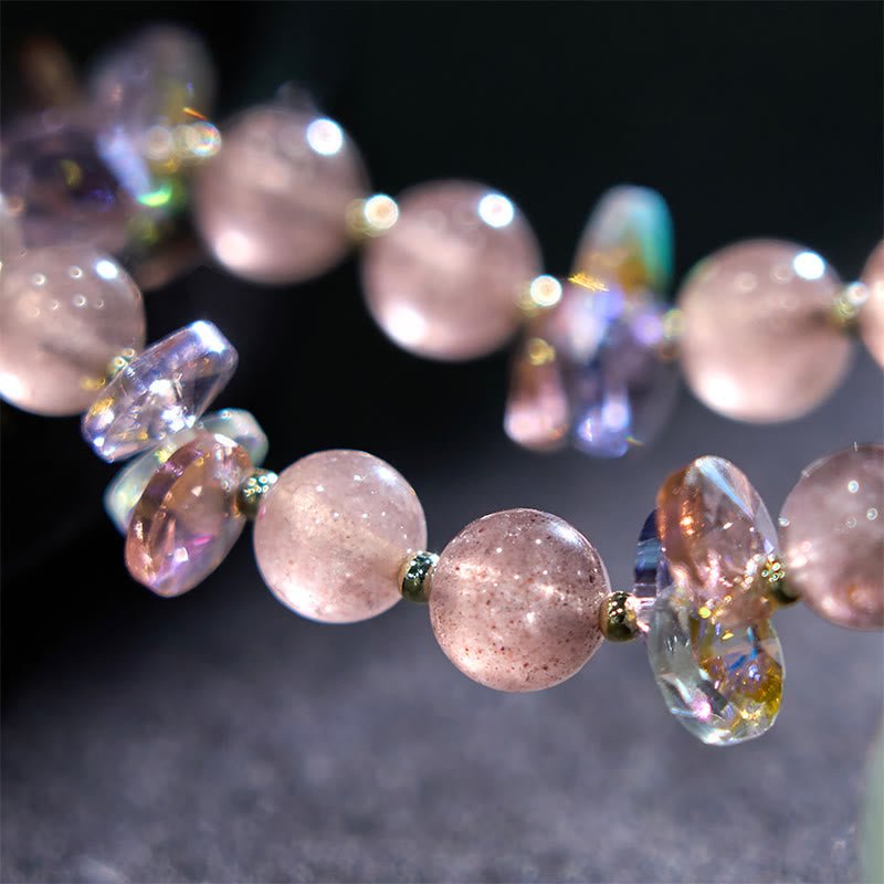 KarmaRipple's Strawberry Quartz Gemstone Gourd Positive Bracelet p9