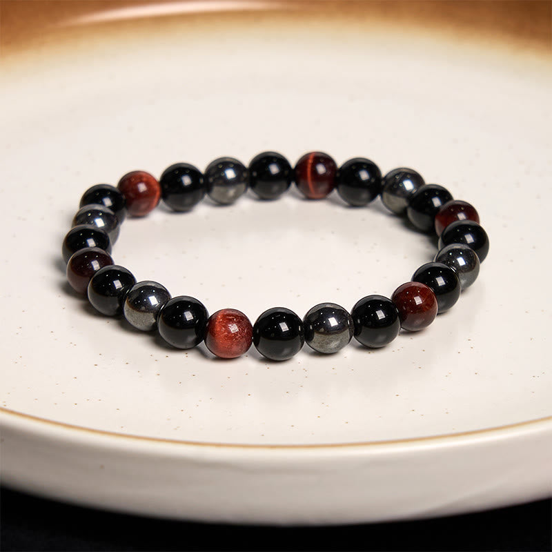 KarmaRipple's Authentic Tiger's Eye Obsidian Hematite Positive Powerful Bracelet p17