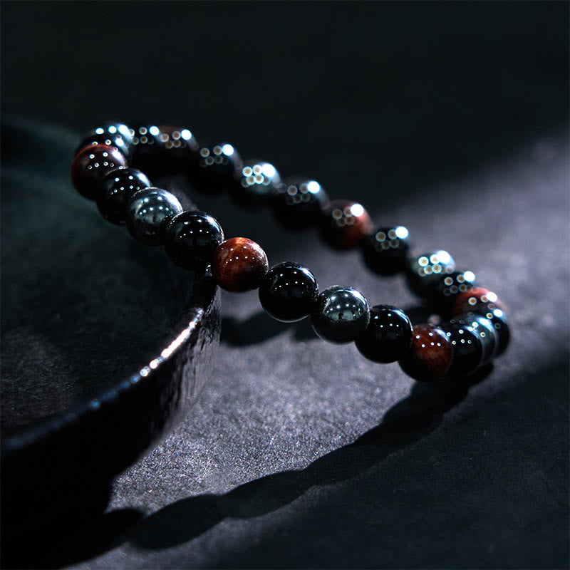 KarmaRipple's Authentic Tiger's Eye Obsidian Hematite Positive Powerful Bracelet p14