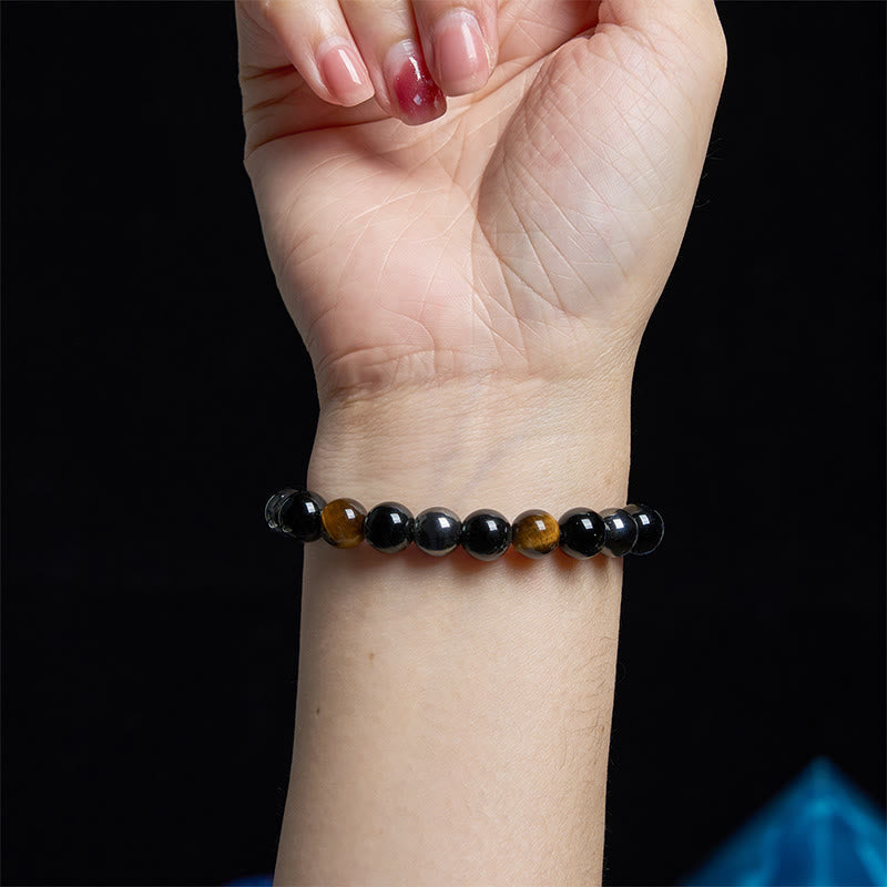 KarmaRipple's Authentic Tiger's Eye Obsidian Hematite Positive Powerful Bracelet p6